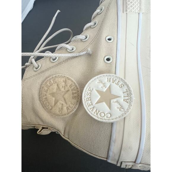 Converse Beige White Chuck Taylor All Star Lift HighTop Platform Sneaker Shoes 9 - Picture 9 of 12